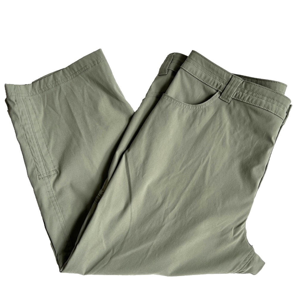 Eddie Bauer Rainier Capri Crop Pants Cargo Zippered Pocket Green UPF 50"+ Sz 14